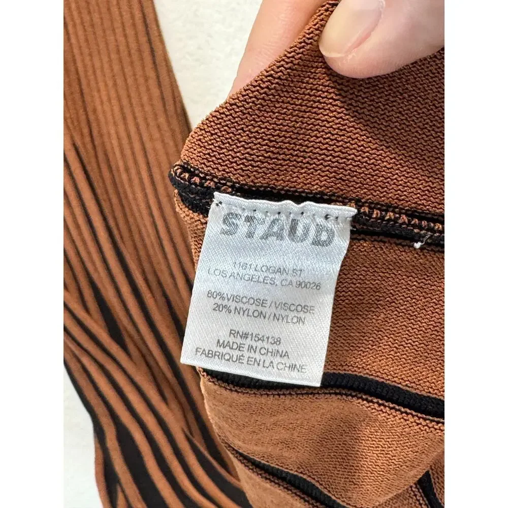 STAUD Selma Dress Brown Long Sleeve Stretchy Knit, Size M - Picture 12 of 13